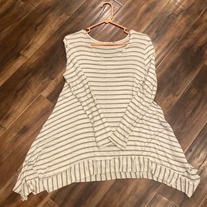 Womens white and gray striped sweater